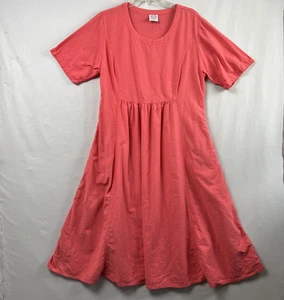 Vestido de algodón CMC Color Me para mujer cambio grande acampanado algodón coral playa costero - Imagen 1 de 14