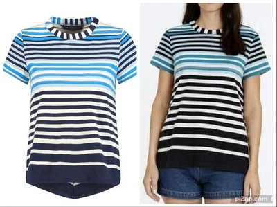 Marc By Marc Jacobs Blue  Striped Cotton Knit Short Sleeve Tee T-Shirt Top Small - Image 1 of 4
