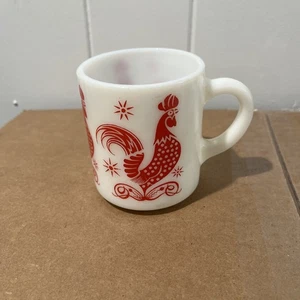 Taza de gallo rojo Hazel Atlas vintage taza de vidrio de leche granja - Imagen 1 de 6