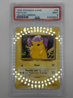 1999 POKEMON BASE SET UNLIMITED YELLOW CHEEKS #58 PIKACHU PSA 9 #58 MINT - Image 1 of 2