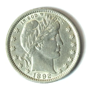 1892 25c Barber Silver Quarter Dollars Philadelphia AU DDO FS-101 Type 2 - Picture 1 of 8