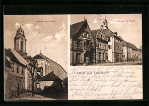 Ansichtskarte Oberkirch, Kirche mit Partie, Rathaus 1914 - Picture 1 of 2