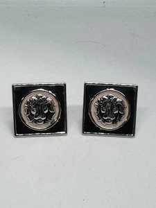 Swank Vintage Löwenkopf silberfarben quadratisch Manschettenknöpfe 1 Zoll - Bild 1 von 8