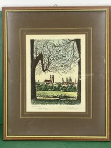 6/20/1119 Bild Radierung München signiert alt - Bild 1 von 7