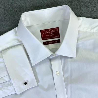 Charles Tyrwhitt Shirt Mens 18 White French Cuff Sea Island Old Money Dress - Image 1 of 4