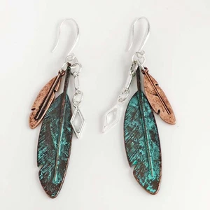Pendientes colgantes Robert Lee Morris con dije de plumas retro para mujer fiesta vacaciones joyería - Imagen 1 de 4