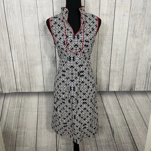 Eliza J Woman's Size 6 Blue and White Sleeveless Shift Dress Y2K - Picture 1 of 10