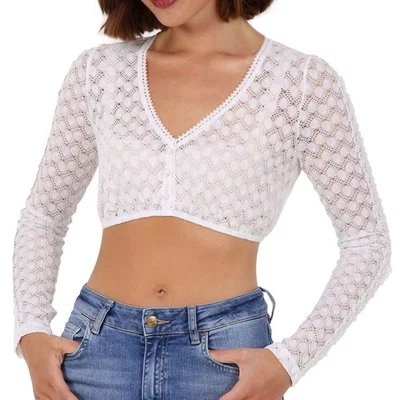 Dirndlbluse Meline ecru Spitzenbluse Langarm Dirndl Bluse Spitze Trachten Krüger - Bild 1 von 3