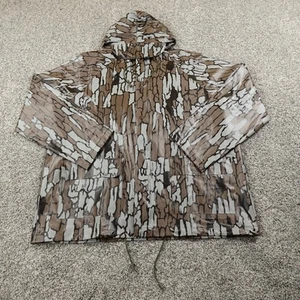 VTG Trebark Camo Jacket Mens M Vinyl Hood Windbreaker Rain Coat Hunting 80s 90s - Picture 1 of 11
