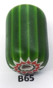 Große Wassermelone grün süß Herzstück Chevron afrikanische Handelsperle B65 BG 80 - Bild 1 von 2
