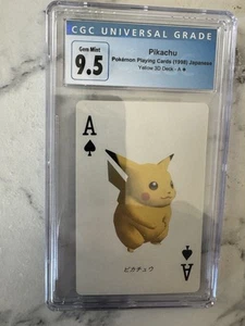 CGC Graded GEM MINT 9.5 Pokemon 1998 Japanese Pikachu Ace of Spades RARE 3D PSA - Picture 1 of 6