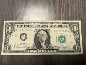 1974 $1 FRN New York FANCY SERIAL NUMBER Birthday STAR Note January 19, 1963 - Picture 1 of 2