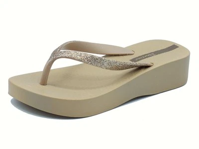 Ipanema 83386 Mesh Chic Glitter Beige Infradito con zeppa media per Donna in gom - Imagen 1 de 3