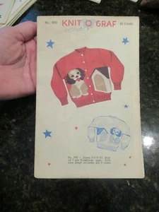 Knit O Graf Knitting Pattern Child Size 4 6 8 10 Dog & House Cardigan FREE SHIP - Picture 1 of 1