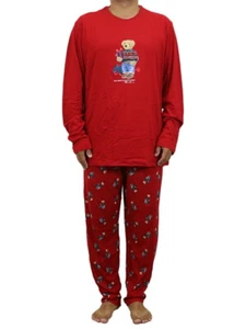 Polo Ralph Lauren Preppy Bear Polo Bear Pajama Pants, Pajama Shirt Combo Set Red - Picture 1 of 6