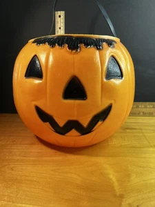 Vintage Empire Kunststoff Blasform Kürbis Jack-o-Laterne Trick Leckerli Eimer Eimer - Bild 1 von 14