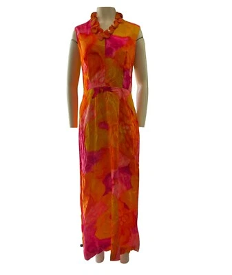 VTG Alice Of California Long Mu’u Mu’u Maxi Dress Sm Vibrant Colors 50-60s Era - Image 1 of 4
