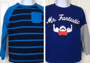 2 Camisas de Manga Larga Okie Dokie para Niños Talla 5 Rayas Azules "Sr Fantástico"  - Imagen 1 de 7