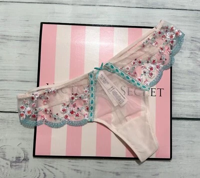 Victoria’s Secret  Cherry Blossom Floral Embroidered Pink Thong Brazilian Panty - Image 1 of 2