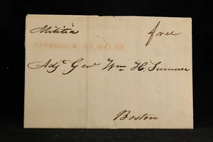 Massachusetts: Petersham 1827 Stampless Cover, Red Straight Line, Military Free - Picture 1 of 5