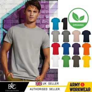 B&C Organic Cotton Mens T-shirt Inspire Luxury Short Sleeve Ringspun Plain Fit - Picture 1 of 20