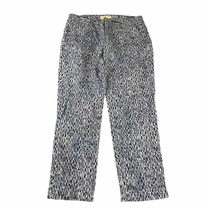 Michael Kors Pants Womens 10 Blue Geometrical Flat Front Lightweight - Picture 1 of 12