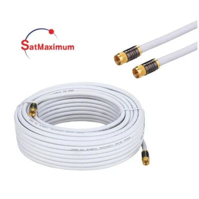 RG6 QUAD Shield Coax Cable White TV Antenna Satellite 3ft-100ft Multi-Pack Lot - Image 1 of 4