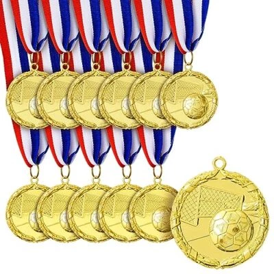 Paquete de 12 medallas de fútbol de metal dorado para premios estilo olímpico participación tropies Foto 1 de 4