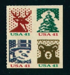 US Scott # 4215 - 4218 / 2007 Holiday Christmas Knits ATM Block of 4 MNH - Picture 1 of 2