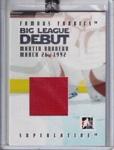 2007-08 ITG Superlative Famous Fabrics Big League Debut Silver Martin Brodeur /9