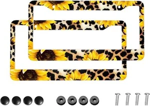 Sunflower License Plate Frames 2 Pack Cute One Size, Leopard - Picture 1 of 7