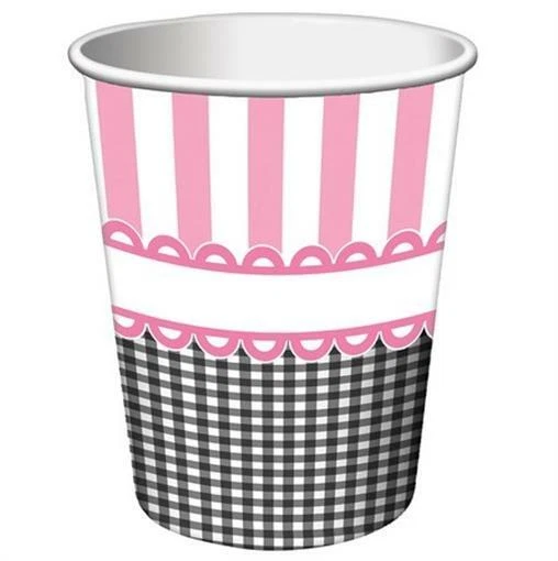 Dulces pies de bebé rosa 9 oz tazas de papel frío/caliente 8 por paquete decoración de baby shower Foto 1 de 1