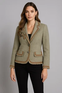 Vintage Banana Republic Blazer Womens 8 Green Wool Y2K Old Money Clueless Preppy - Picture 1 of 20