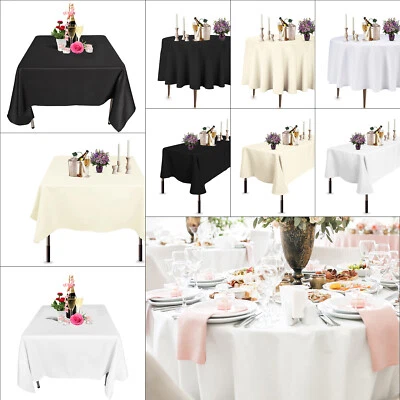 Plain Polyester Table Cover Cloth Party Dining Covers Tablecloth Washable Fabric - Image 1 of 3