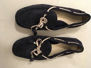 Ladies Dark Blue Boat shoes size 7.5-B surrounded with leather lace & Tassels