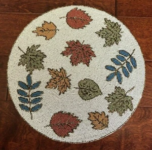 Sigrid Olsen AUTUMN LEAVES Glass Beaded Placemat FALL THANKSGIVING Designer NWT - Picture 1 of 9
