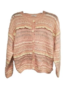 Cárdigan vintage Jennifer Reed para mujer talla M rosa mohair tejido a mano suéter - Imagen 1 de 12