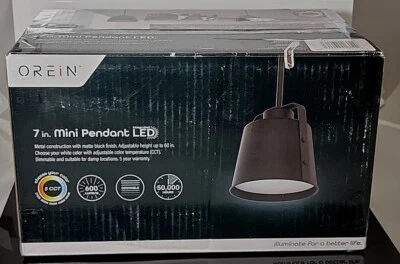 Mini colgante integrado LED de metal negro mate Orein de hasta 60 pulgadas de largo Foto 1 de 4