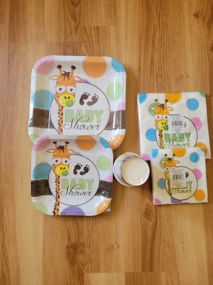 Baby Shower  Paper Plates,Lunch Nepkin,  Cups Lot Of 102 Packs - Image 1 of 1