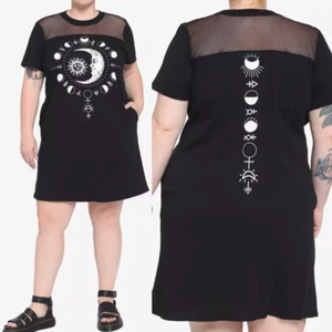 NWT Hot Topic 3 Midnight Hour Plus Size Sun & Moon Mesh T-Shirt Dress 3X 22 24 - Picture 1 of 10
