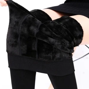 NEW Women's Winter High Waist Warm Thick Thermal Velvet Lined Leggings Pants - Picture 1 of 19