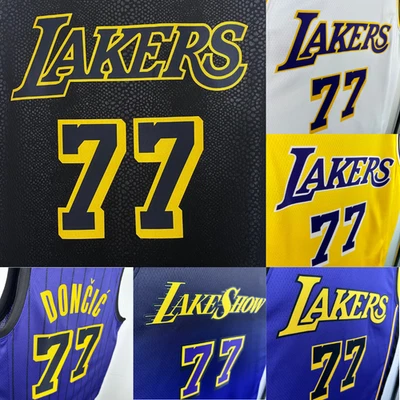 MARKENLOS Herren Trikot von Luka 77 Sweatshirts Weiß Schwarz Doncic Bestickt Größe S-2XL