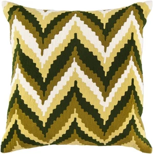 Diva At Home 18" Espresso Brown and Hunter Green Chevron Decorative Throw Pillow - Picture 1 of 1