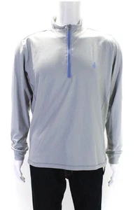 Johnnie-o Mens Half Zipper Long Sleeves Mock Neck Shirt Gray Blue Size Medium - Picture 1 of 6