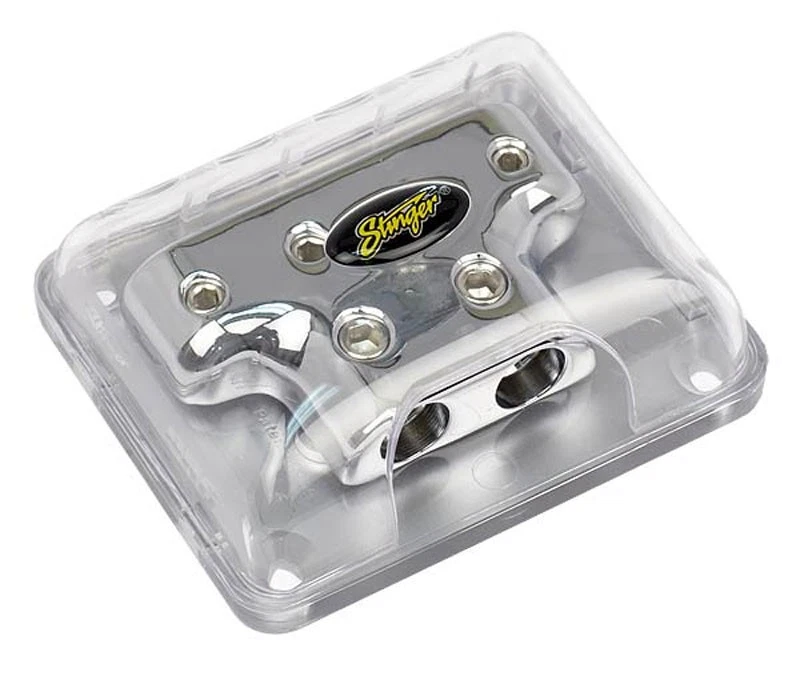 Stinger SPD513 Chrome Distribution Block (2) 4 Gauge Inputs (4) 8 Gauge Outputs - Image 1 of 1