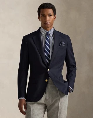 $898 POLO Ralph Lauren The Iconic Doeskin Blazer Abrigo Deportivo de Lana 38R Azul Marino Foto 1 de 4