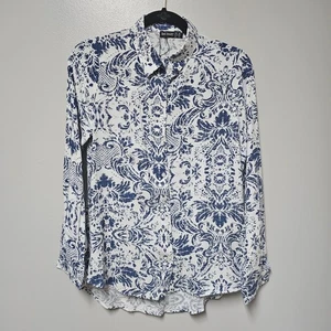 Neu ohne Etikett Big Dart Paisley Damenhemd 100 % Viskose Button-Down Größe 36 - Bild 1 von 7