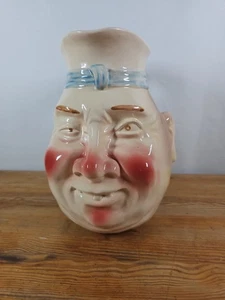 FRENCH SARREGUEMINES CHARACTER FACE JUG GROTESQUE CHEF NO 3181 VINTAGE POTTERY - Picture 1 of 23