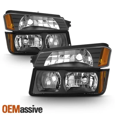 Juego de faros negros + parachoques modelo revestimiento carrocería Chevy Avalanche 2002-2006 Foto 1 de 4