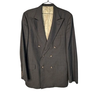 Ralph Lauren Chaps 44L Vintage 2 Piece Suit Wool Pinstripe Double Breasted Gray - Picture 1 of 14